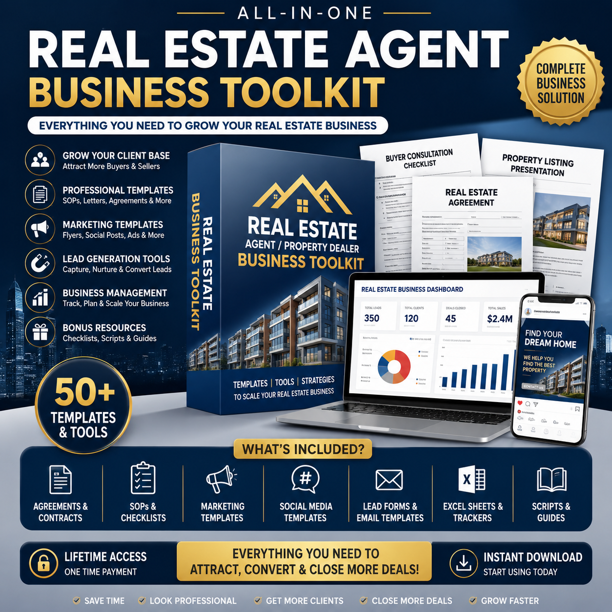 Real Estate Agent & Property Dealer Business Toolkit — templates, dashboards and Excel tools
